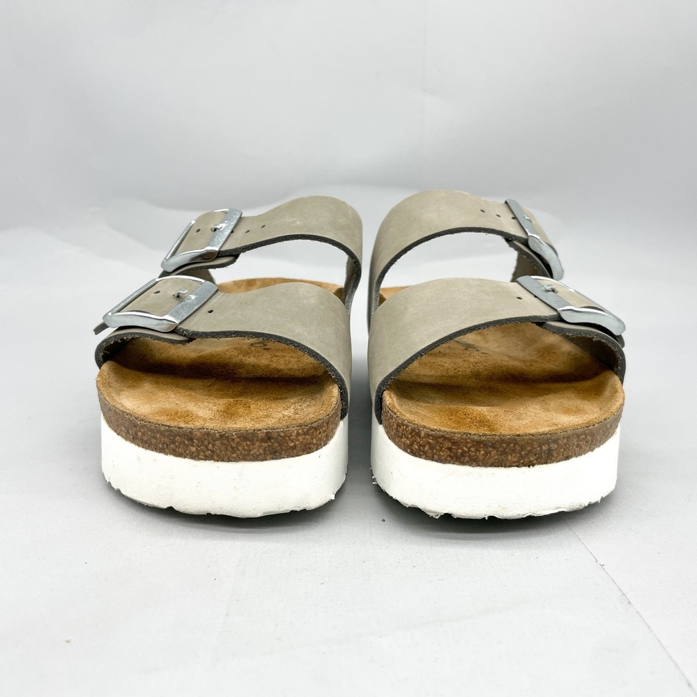 Birkenstock Papillio Arizona Platform Sandals Womens 38 7 N Dove Gray Leather - Picture 3 of 12